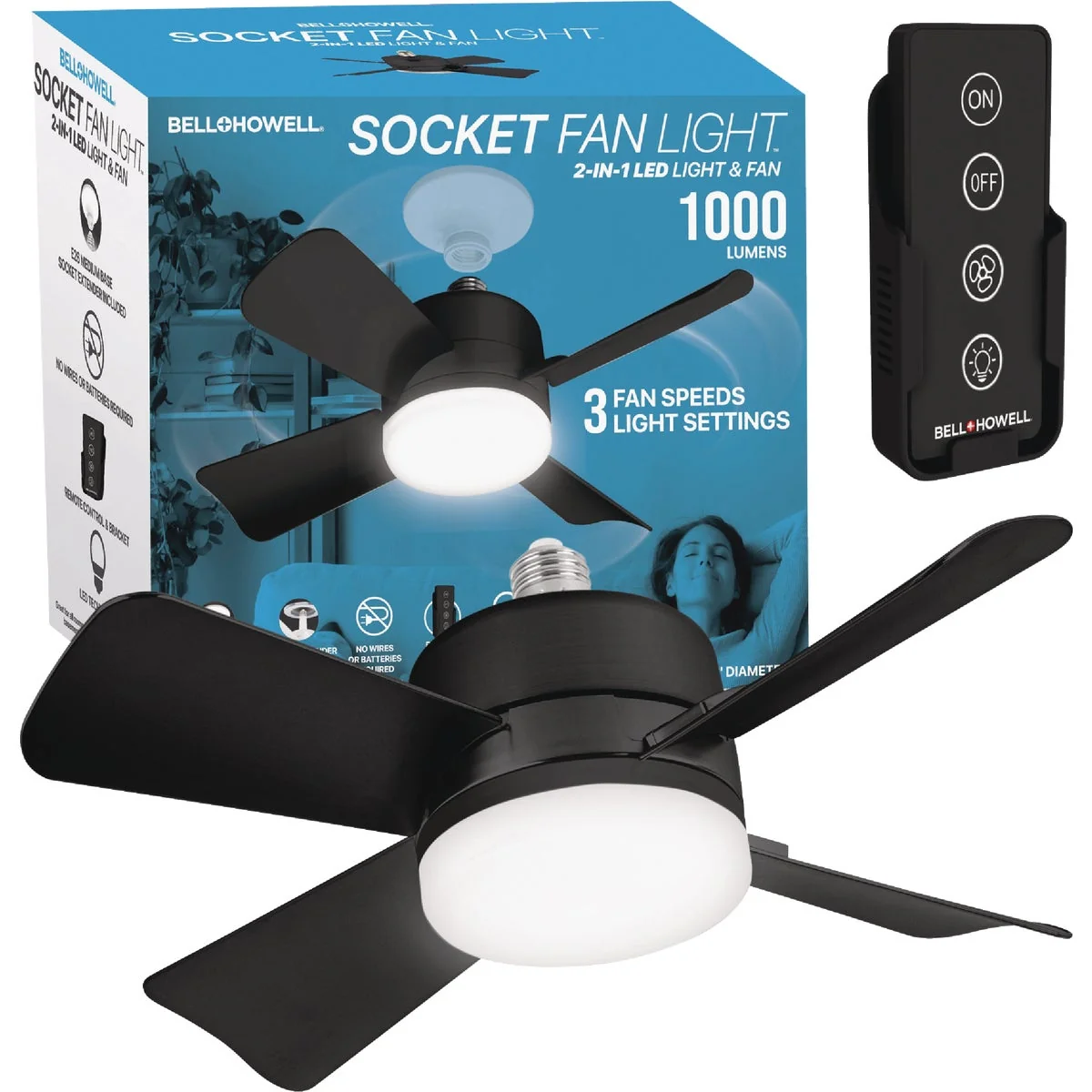 Luxury Bell Howell Black Socket Fanlight Green