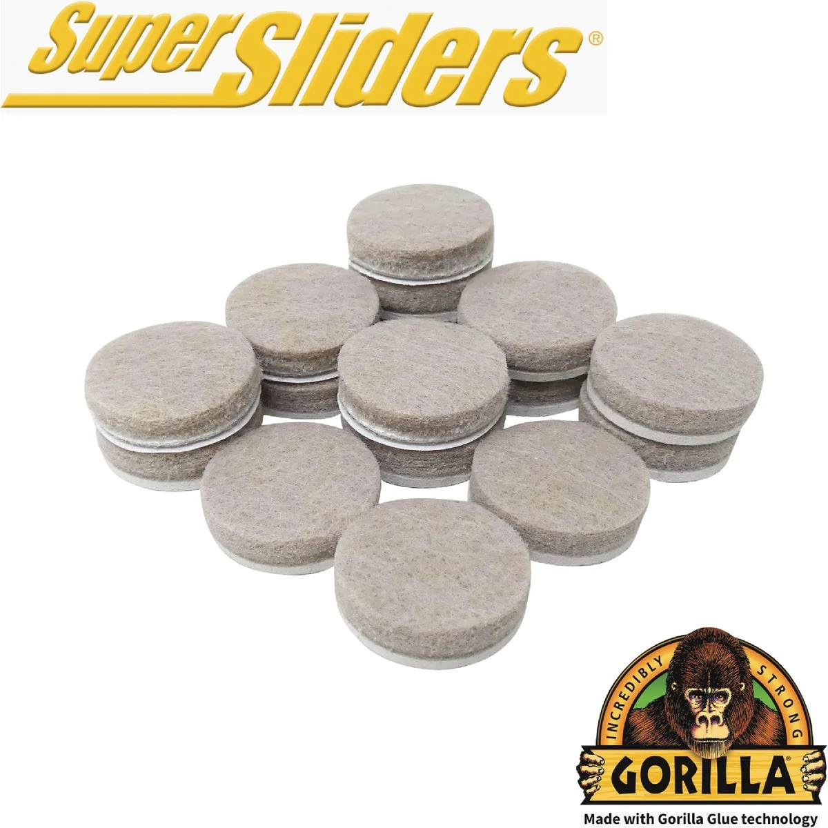 Eco-Friendly Super Sliders Gorilla Glue 1 In. Beige Felt Pad 16-Piece Environmentally Friendly