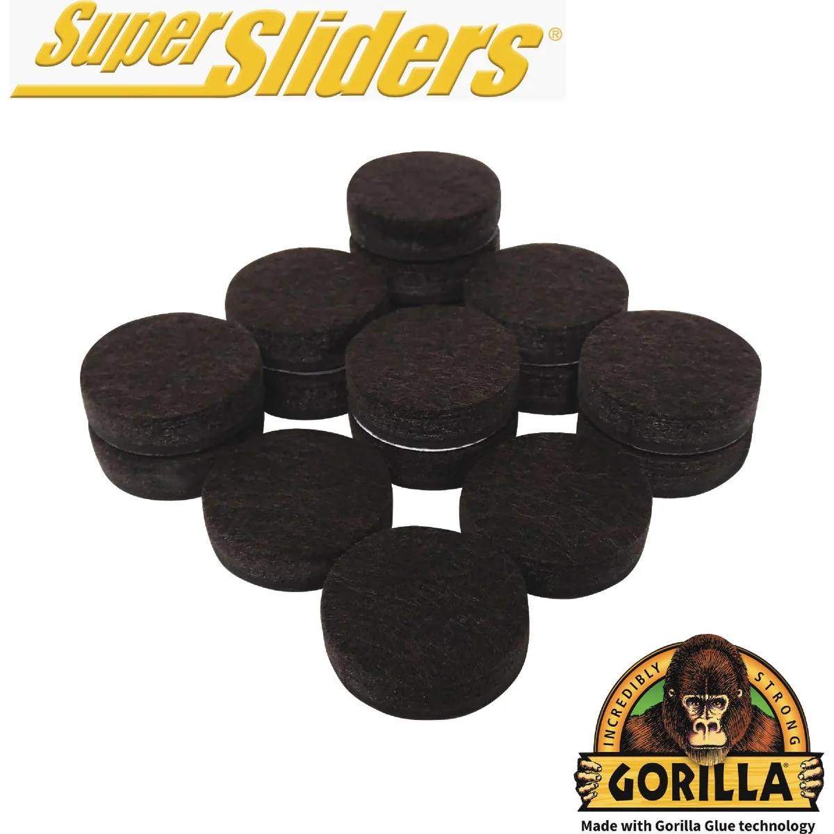 Dependable Super Sliders Gorilla Glue 1 In. Brown Felt Pad 16-Piece Specialty