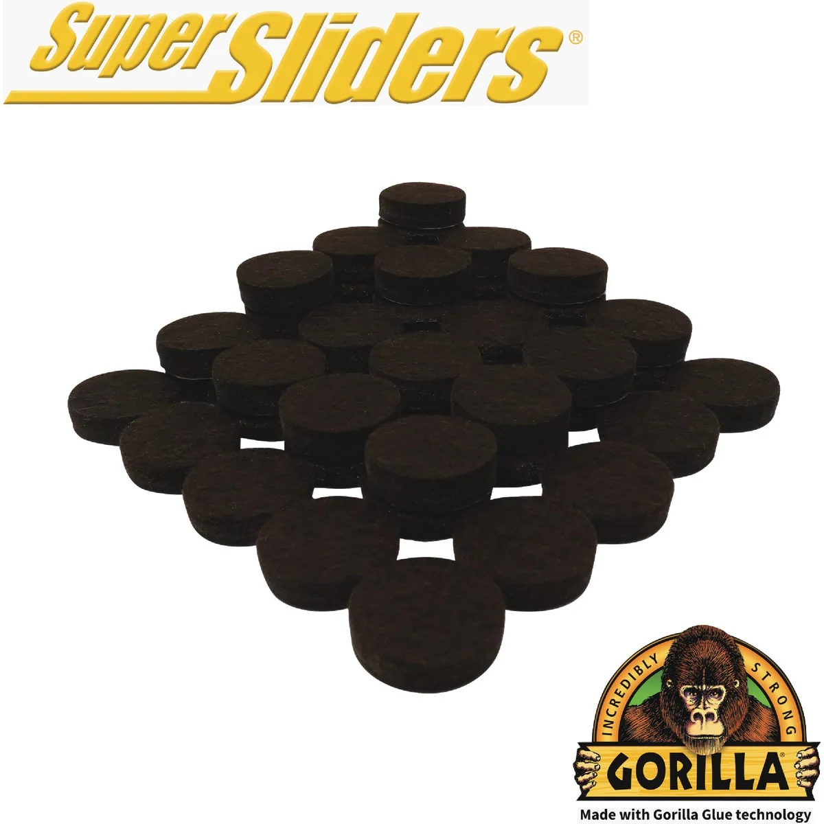 Minimalist Super Sliders Gorilla Glue 1 In. Brown Felt Pad 48-Piece Advanced