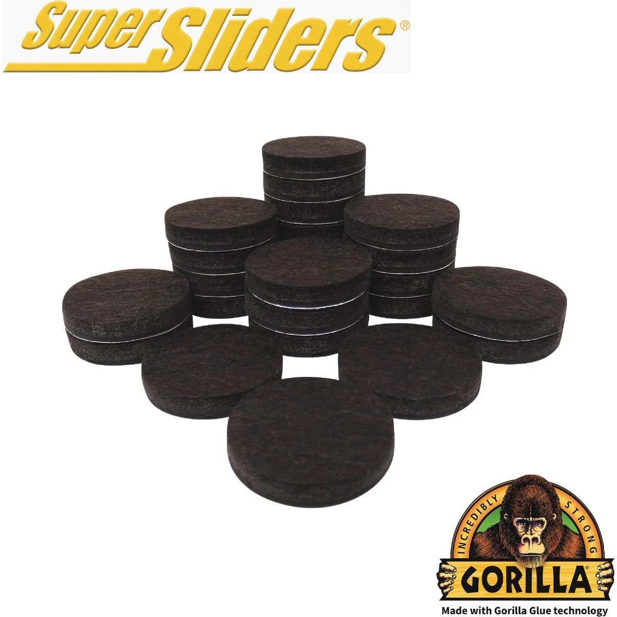 Dependable Super Sliders Gorilla Glue 1-1 2 In. Brown Felt Pad 24-Piece High-Quality