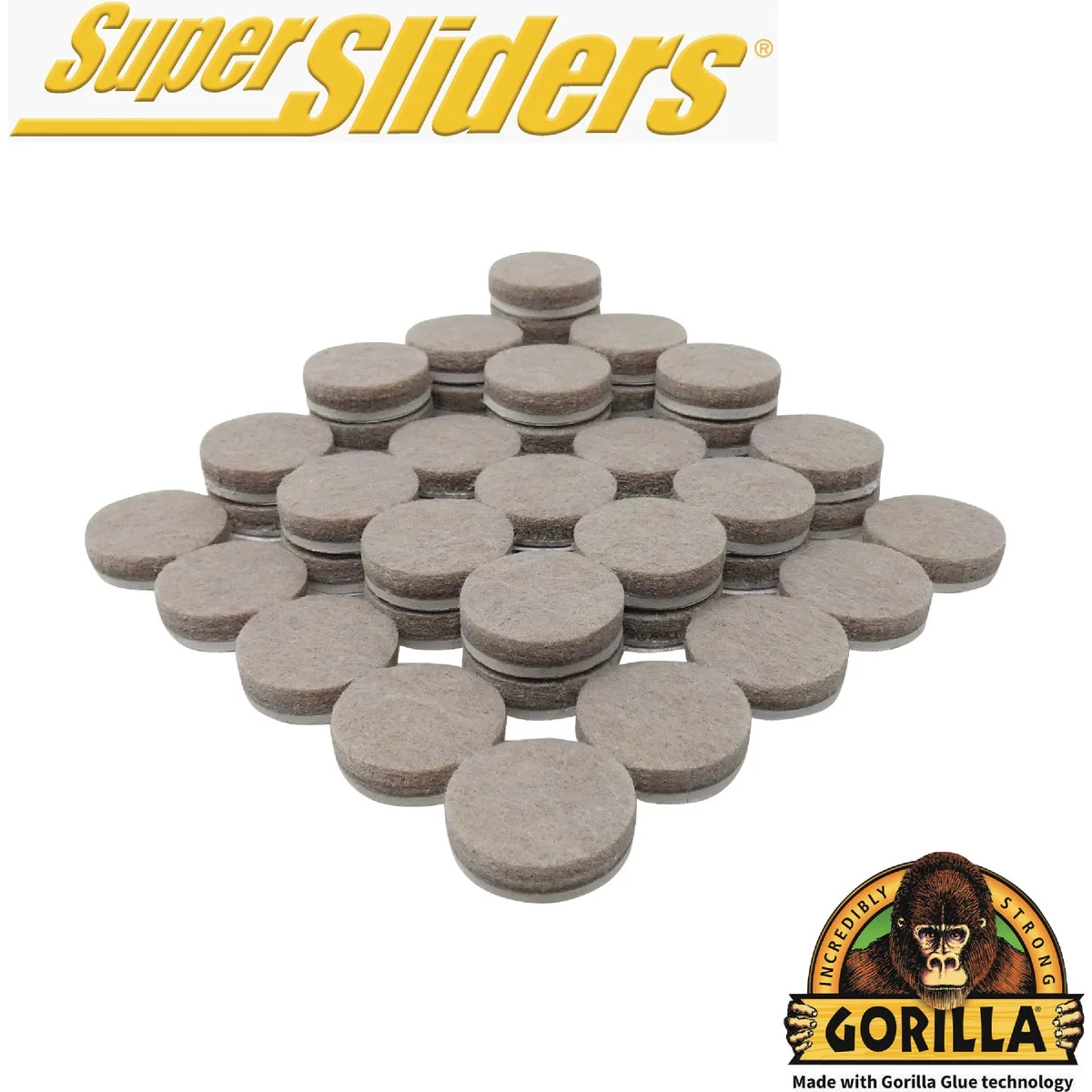 Breathable Super Sliders Gorilla Glue 1 In. Beige Felt Pad 48-Piece Long-Lasting