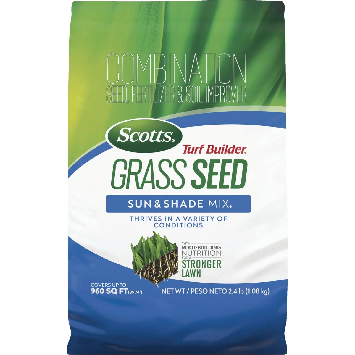 Consistent Scotts Turf Builder 2.4 Lb. 200 Sq. Ft. Sun Shade Mix Grass Seed Fertilizer and Soil Improver Combination Powerful