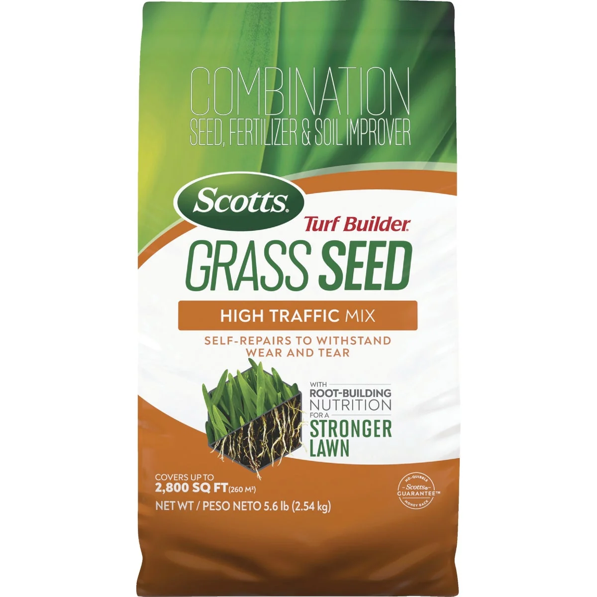 Proven Scotts Turf Builder 5.6 Lb. 465 Sq. Ft. High Traffic Mix Grass Seed Fertilizer and Soil Improver Combination High-Quality