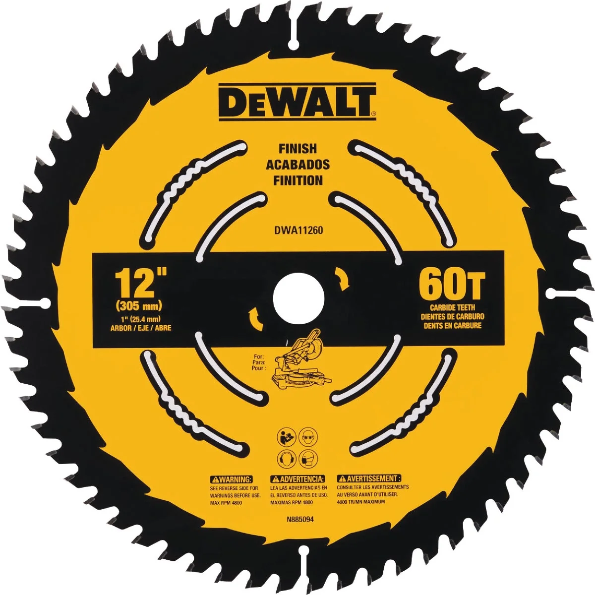 Flexible DEWALT Construction 12 In. 60-Tooth Fine Finish Circular Saw Blade Trendy