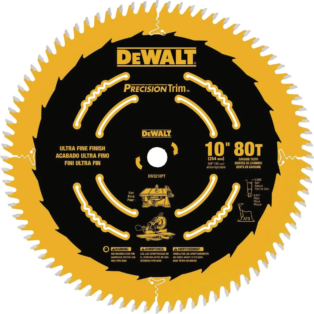 Next-Generation DEWALT 10 In. 80-Tooth Fine Finish Circular Saw Blade High-Quality