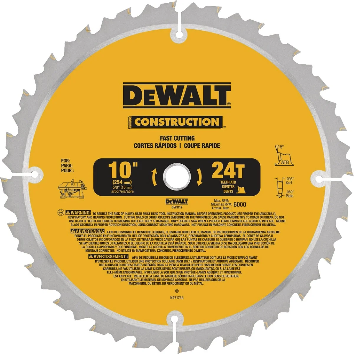 Secure DEWALT 10 In. 24-Tooth Circular Saw Blade Authentic