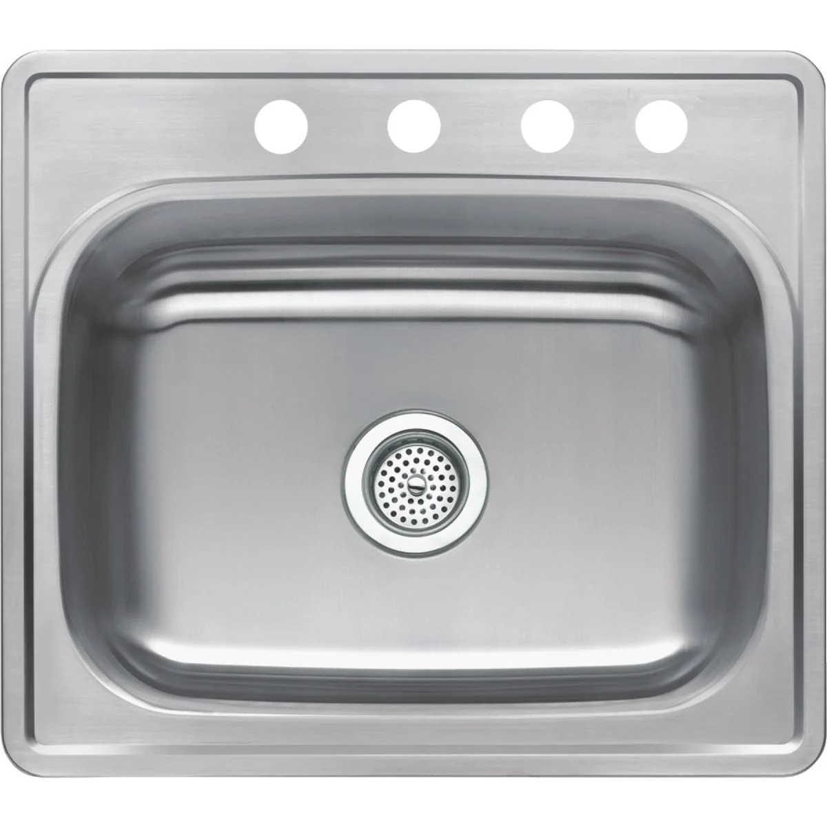 Original Design CMI Single Bowl 25 In. x 22 In. x 6 In. Stainless Steel 4-Hole 23 Ga. Top Mount Kitchen Sink Smooth