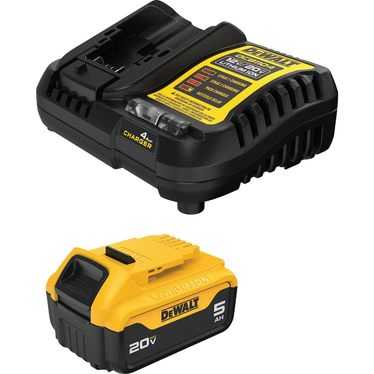 Official DEWALT 20V MAX Lithium-Ion 5.0 Ah Battery Pack Charger Kit Minimalist