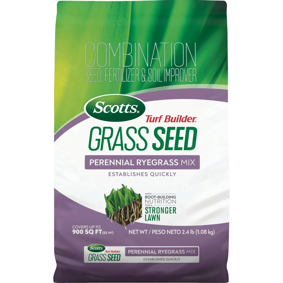 Recyclable Scotts Turf Builder 2.4 Lb. 200 Sq. Ft. Perennial Ryegrass Mix Grass Seed Fertilizer and Soil Improver Combination Prestigious