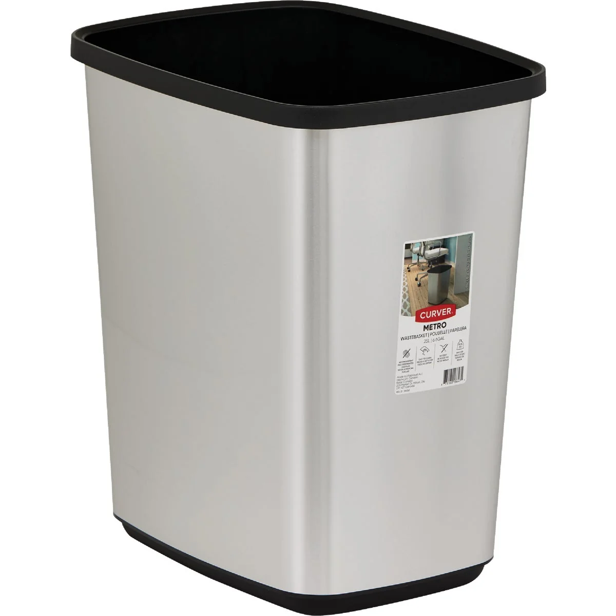 Casual Curver Metro Vanity 6.6 Gal. Wastebasket Refined