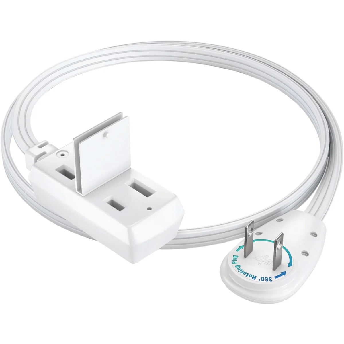 Original Design Maximm 1 Ft. 16 2 White 3-Outlet 360 Deg. Rotating Plug Extension Cord with Cover Refined