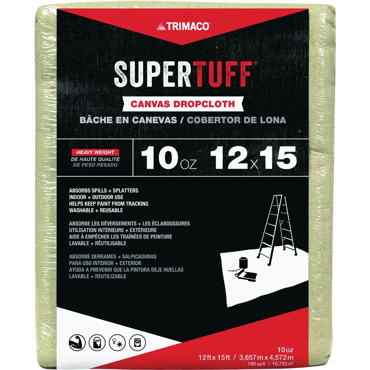 Outstanding Trimaco SuperTuff 10 Oz. 12 Ft. x 15 Ft. Heavyweight Canvas Drop Cloth Premium