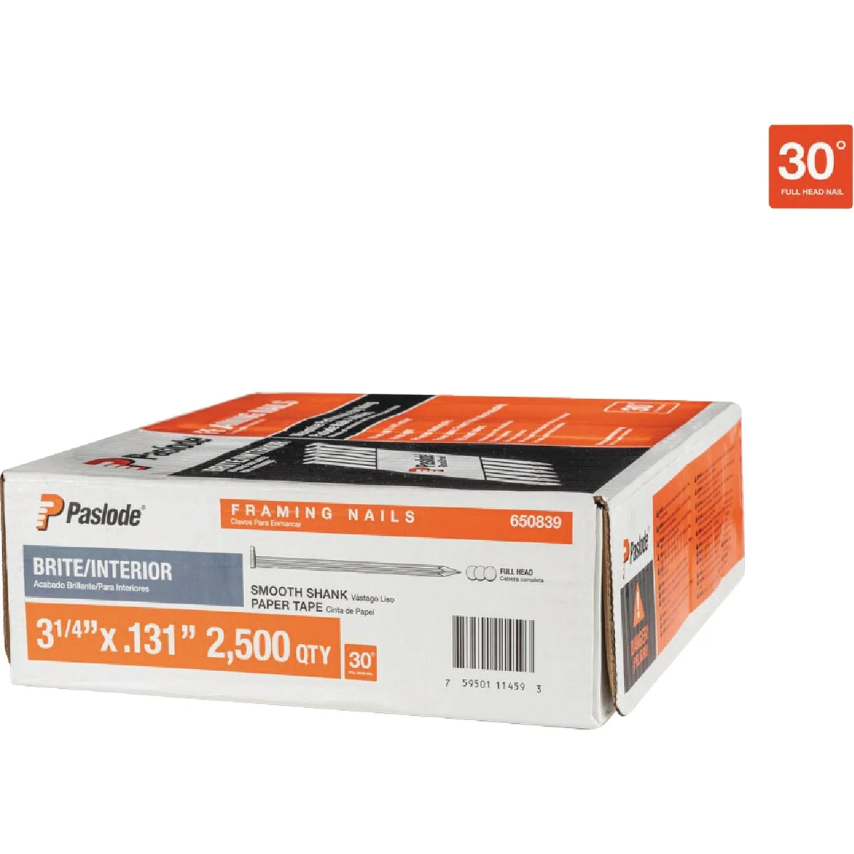 Trendy Paslode 3-1 4 In. x 0.131 In. 30 Degree Paper Tape Brite Smooth Shank RounDrive Framing Nails 2500 Ct. Reusable