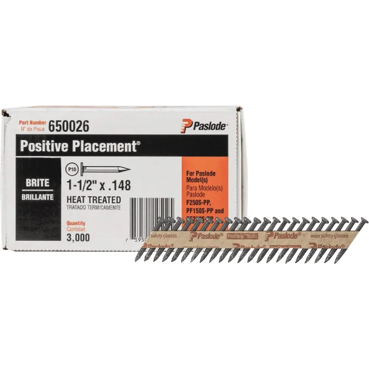 Secure Paslode 1-1 2 In. x .148 In. Brite Heat Treated Smooth Shank Positive Placement Metal Connector Nails 3000 Ct. Eco-Friendly