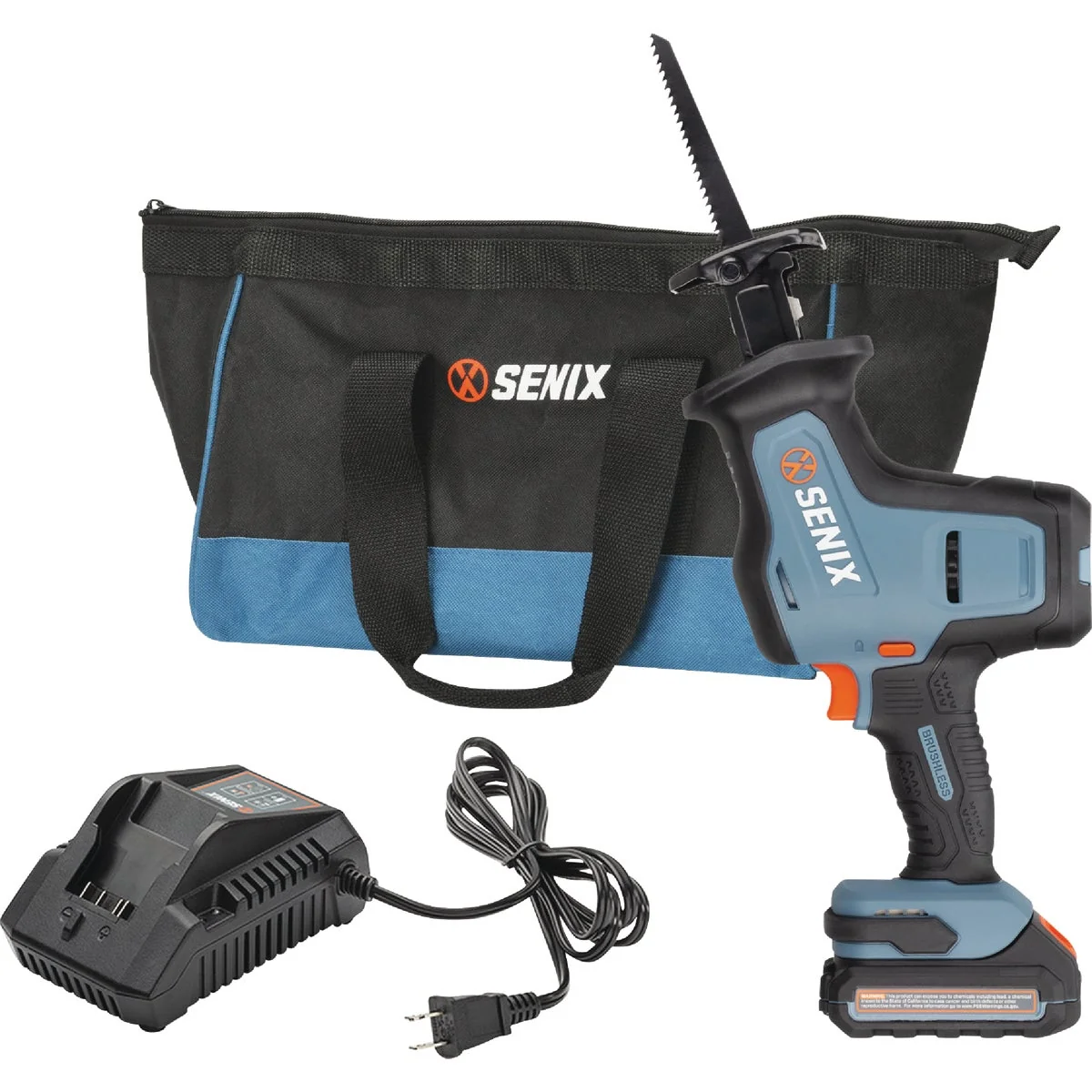 High-Performance Senix 20 Volt Max Brushless Compact Cordless Reciprocating Saw Kit with 2.0 Ah Battery Charger Official