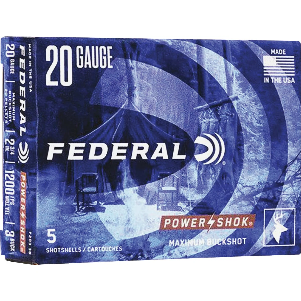 Premium Federal Power-Shok F2033B 20 ga 3 Buckshot Ammunition First-Class