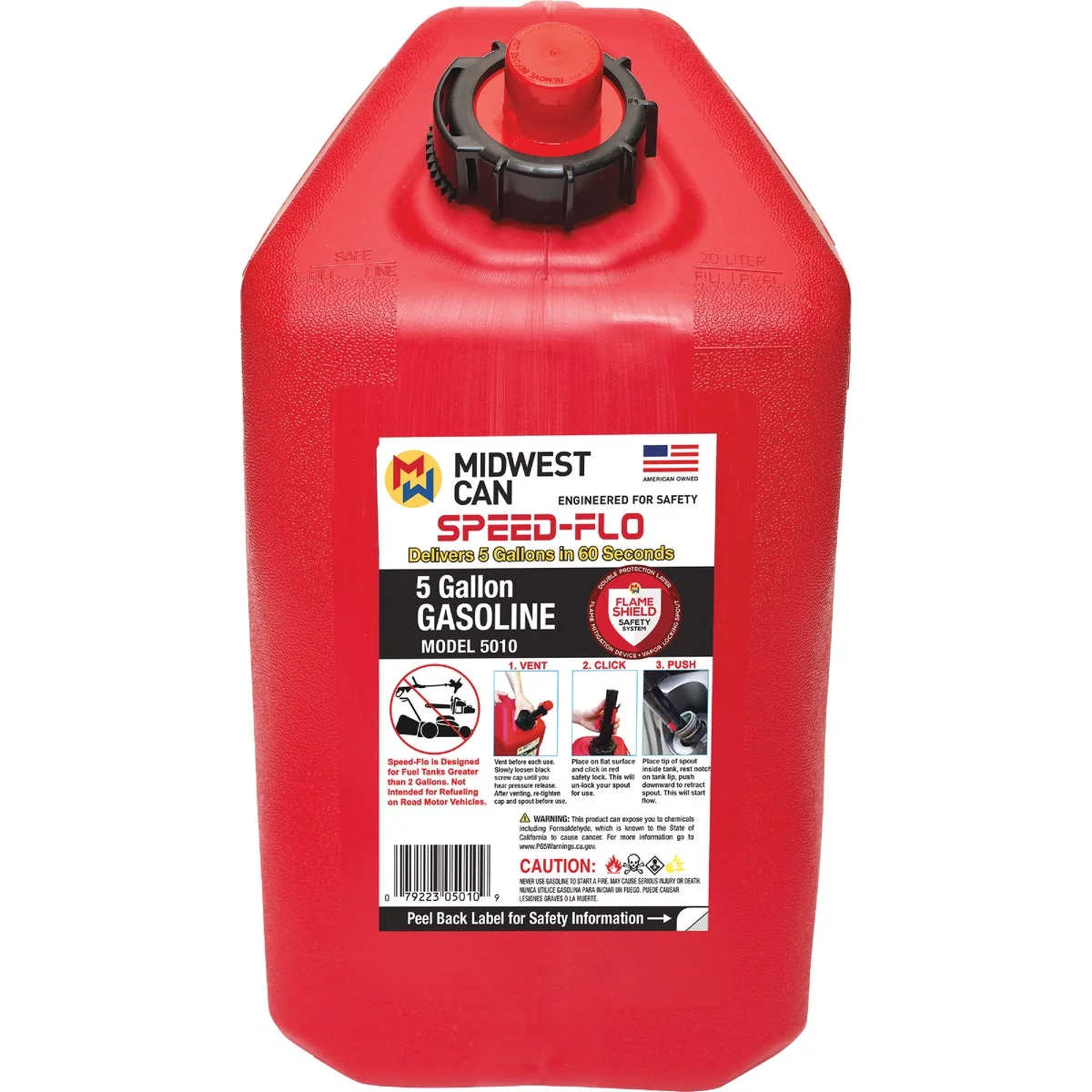 Expertly Made Midwest Can 5 Gal. Plastic Gas Speed-Flo Racing Can Classic