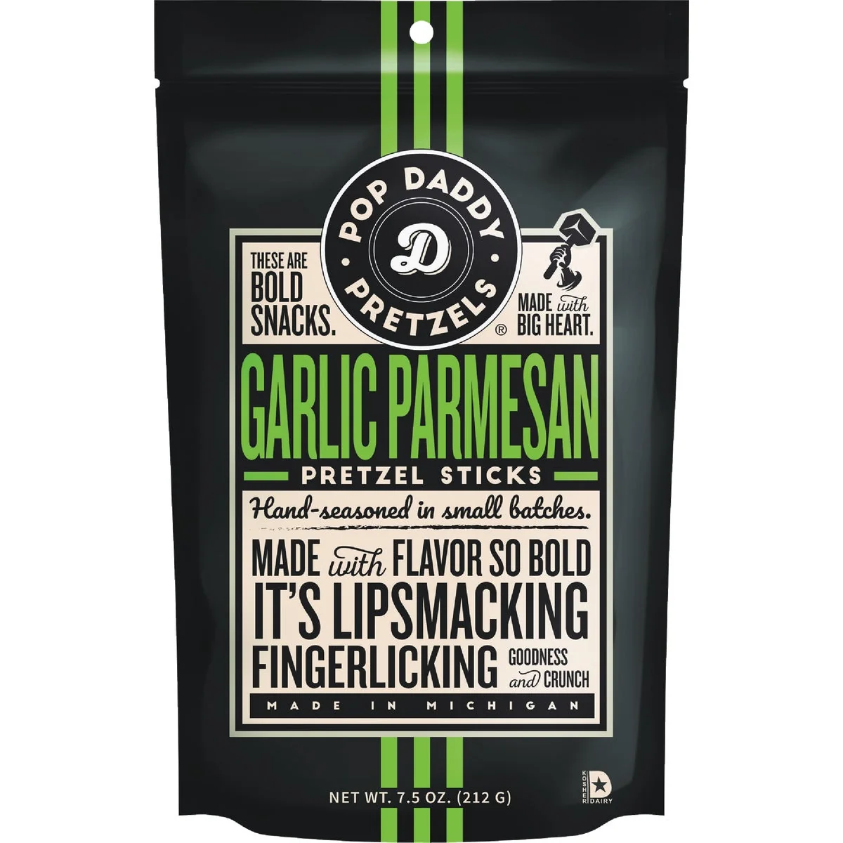 Dependable Pop Daddy 7.5 Oz. Garlic Parmesan Pretzel Sticks Contemporary