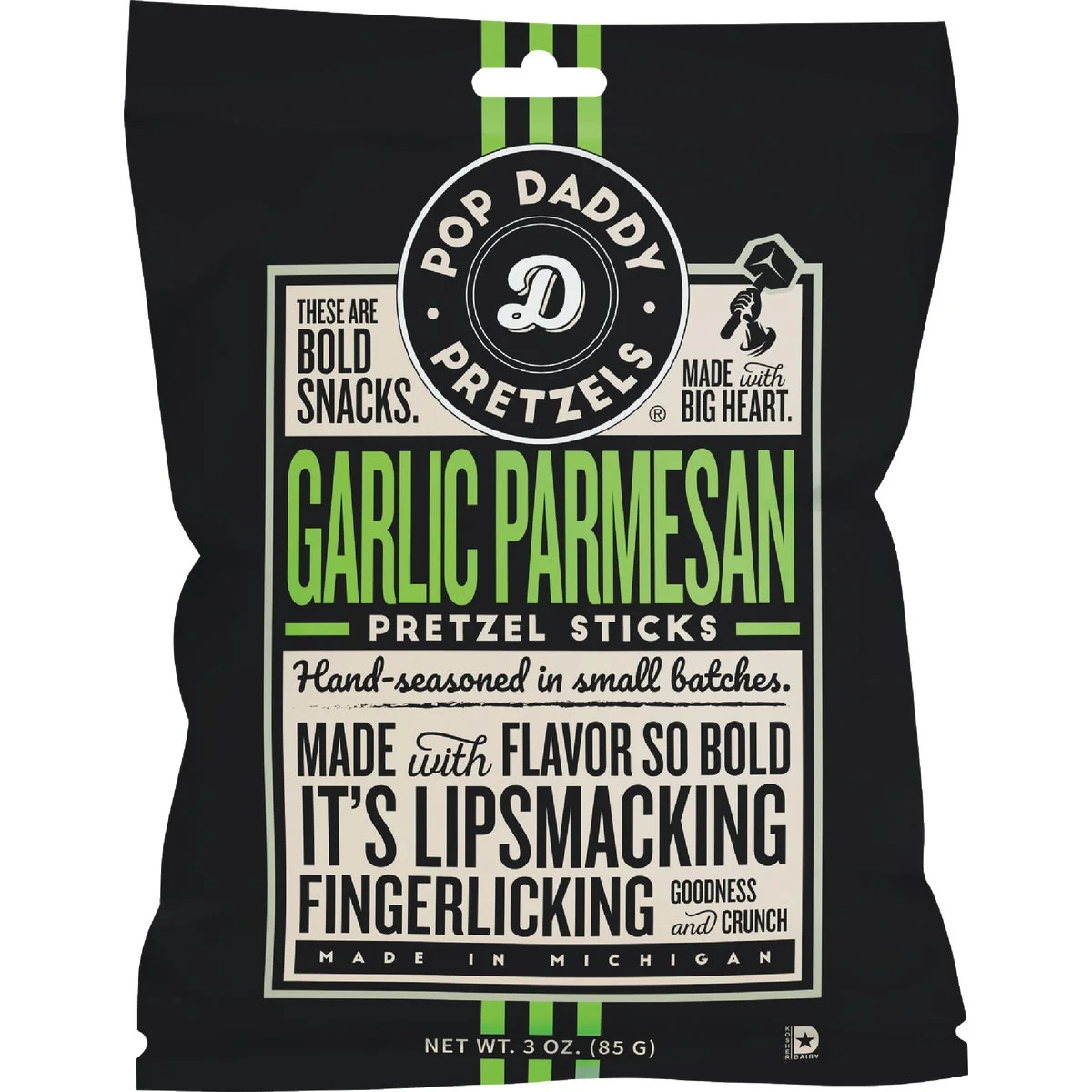 Expertly Made Pop Daddy 3 Oz. Garlic Parmesan Pretzel Sticks Smooth