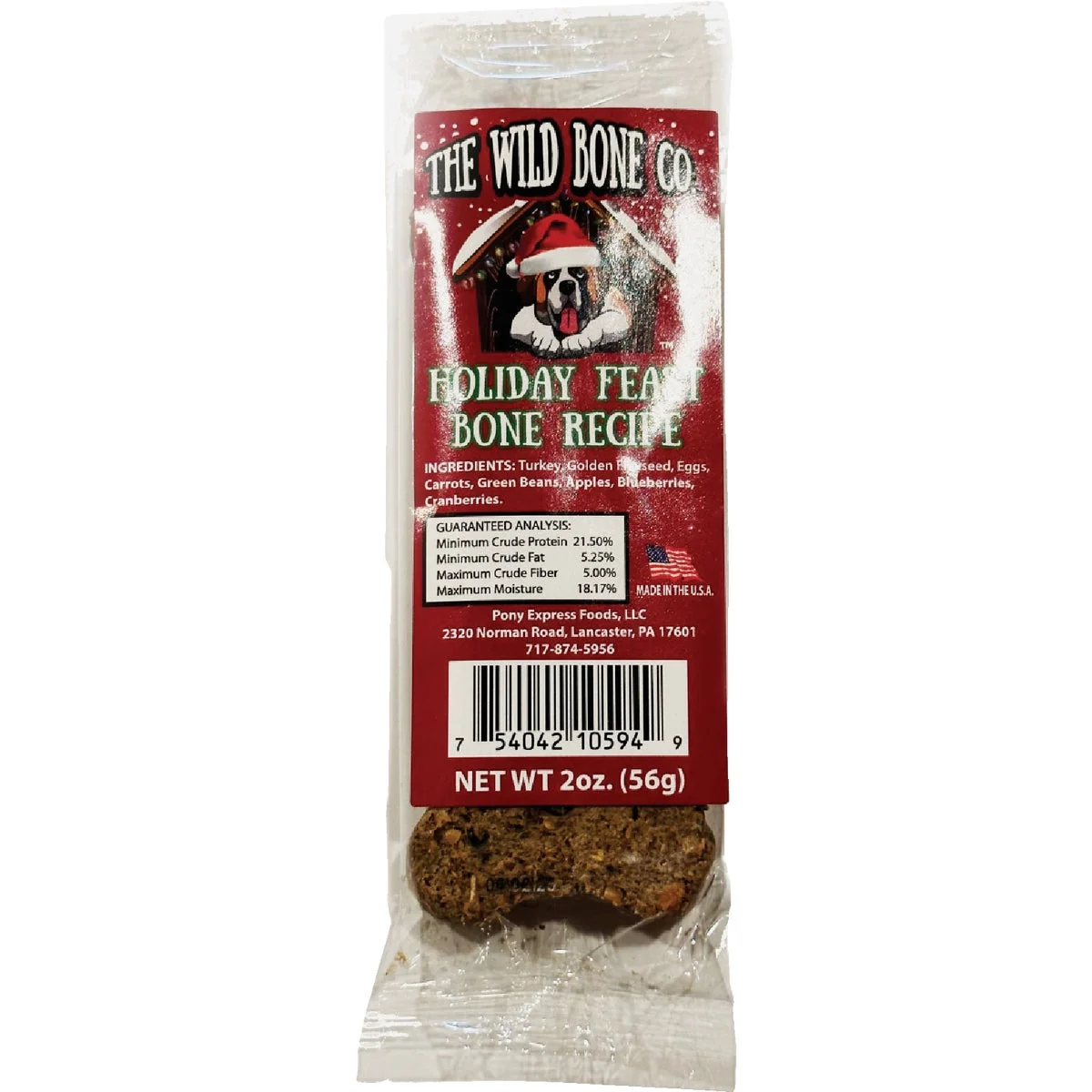 Recyclable The Wild Bone Company Holiday Feast Bone Dog Treat 2 Oz. Advanced