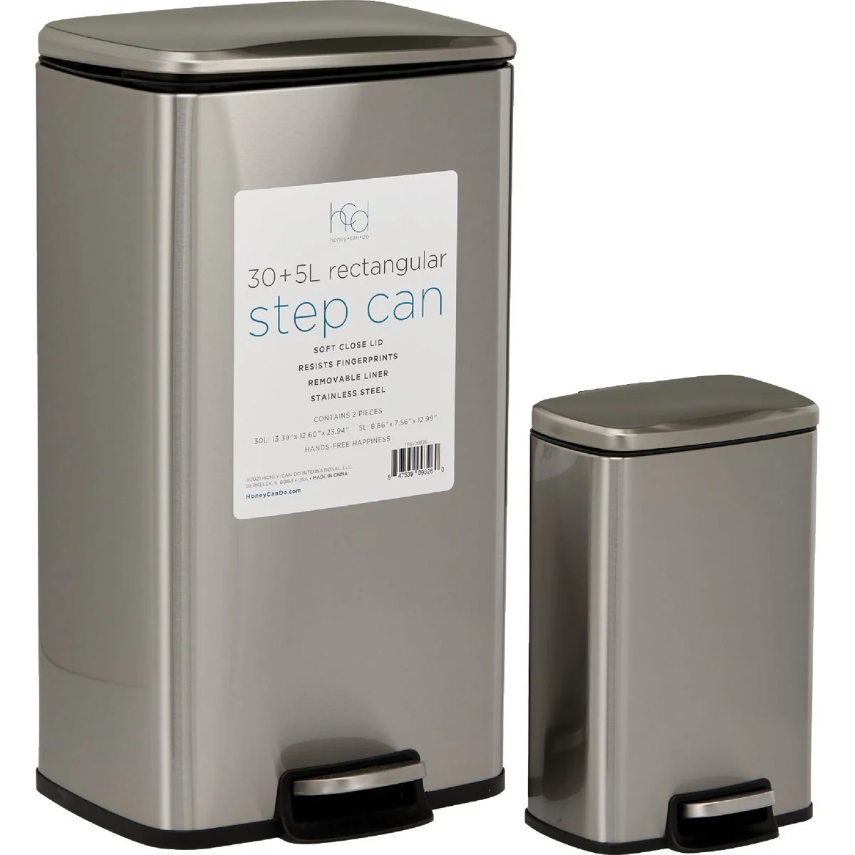 Authentic Honey Can Do 7.92 Gal. 30L 1.3 Gal. 5L Stainless Steel Trash Cans 2-Count Advanced