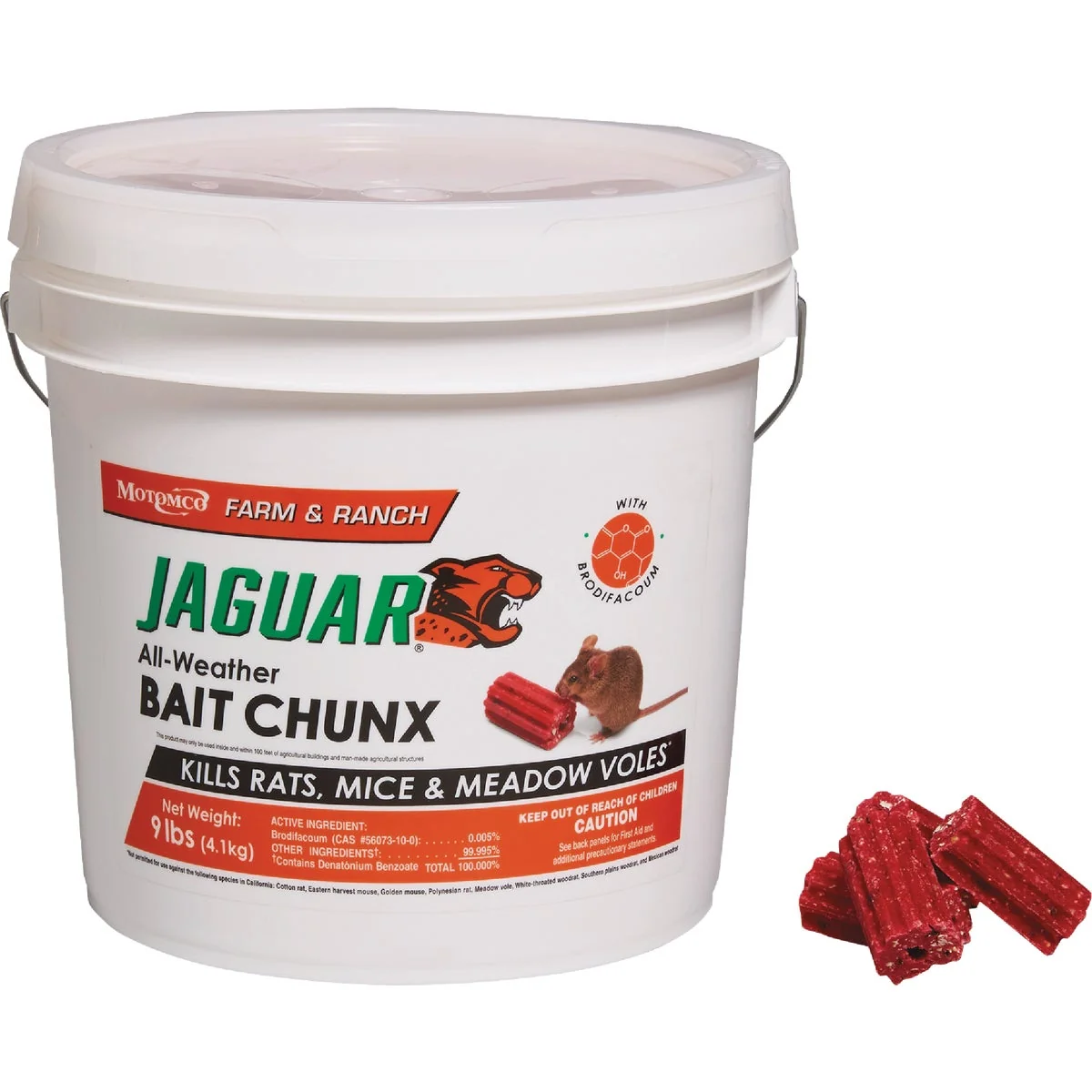 Luxury Jaguar 9 Lb. All-Weather Rats Mice Meadow Voles Bait Chunx Enhanced