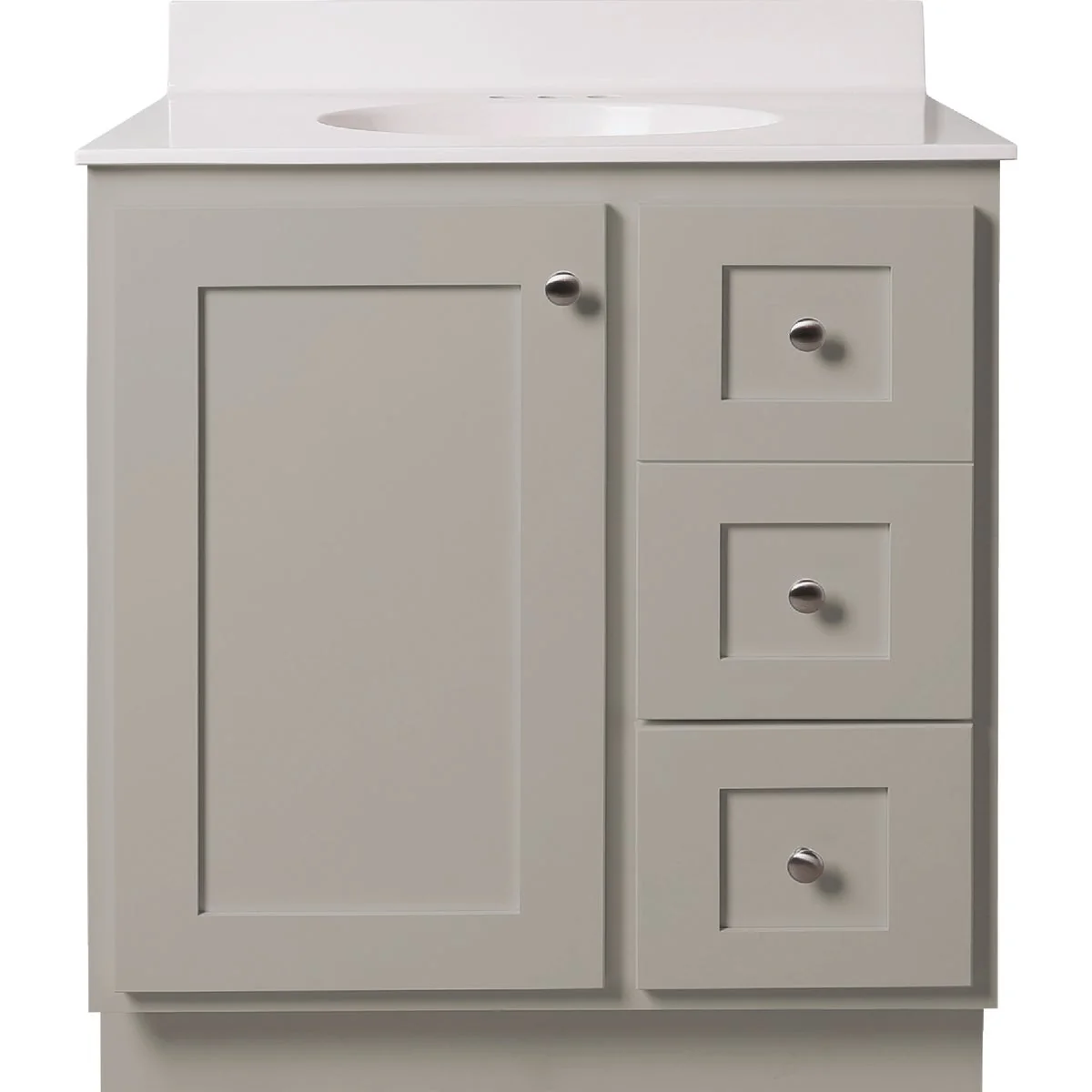 User-Friendly Bertch Storage Solutions 30 In. W x 34-1 2 In. H x 21 In. D Harbor Vanity Base without Top 1 Door 3 Drawer Secure