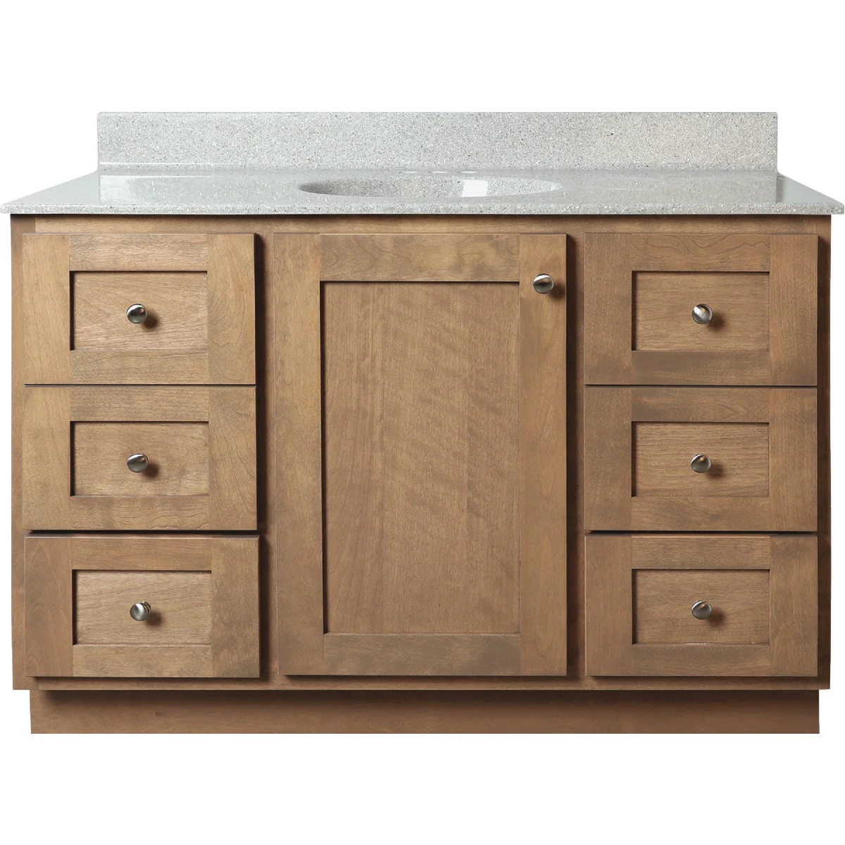 Optimized Bertch Storage Solutions 48 In. x 34-1 2 In. H x 21 In. D Driftwood Vanity Base without Top 1 Door 6 Drawer Dependable
