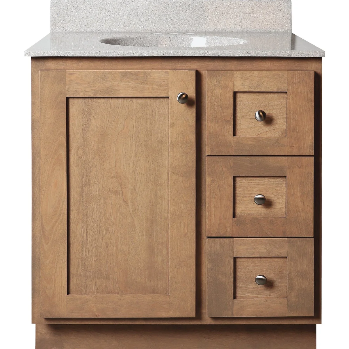 Convenient Bertch Storage Solutions 30 In. x 34-1 2 In. H x 21 In. D Driftwood Vanity Base without Top 1 Door 3 Drawer Long-Lasting