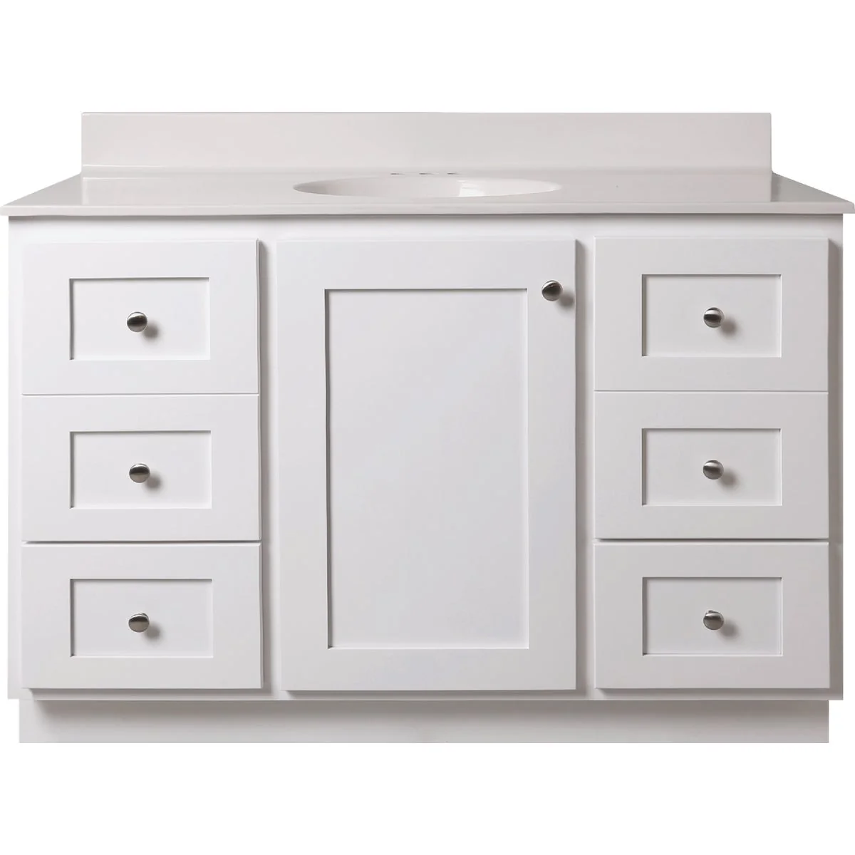 World-Class Bertch Storage Solutions 48 In. W x 34-1 2 In. H x 21 In. Deep White Vanity Base without Top 1 Door 6 Drawer Fast