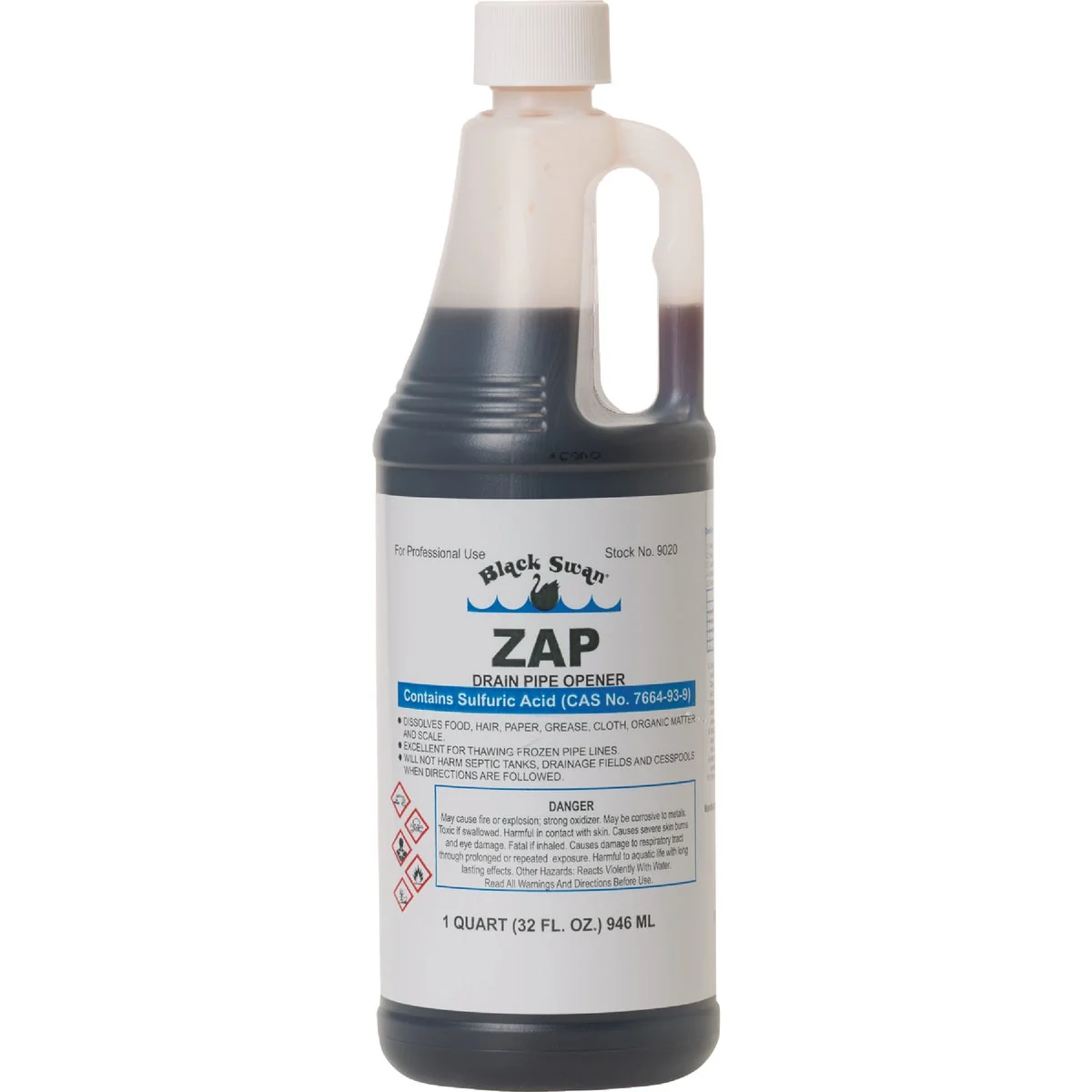Reusable Black Swan Zap Sulfuric Acid Drain Opener with Odor Blanket 1 Pt. Eco-Friendly