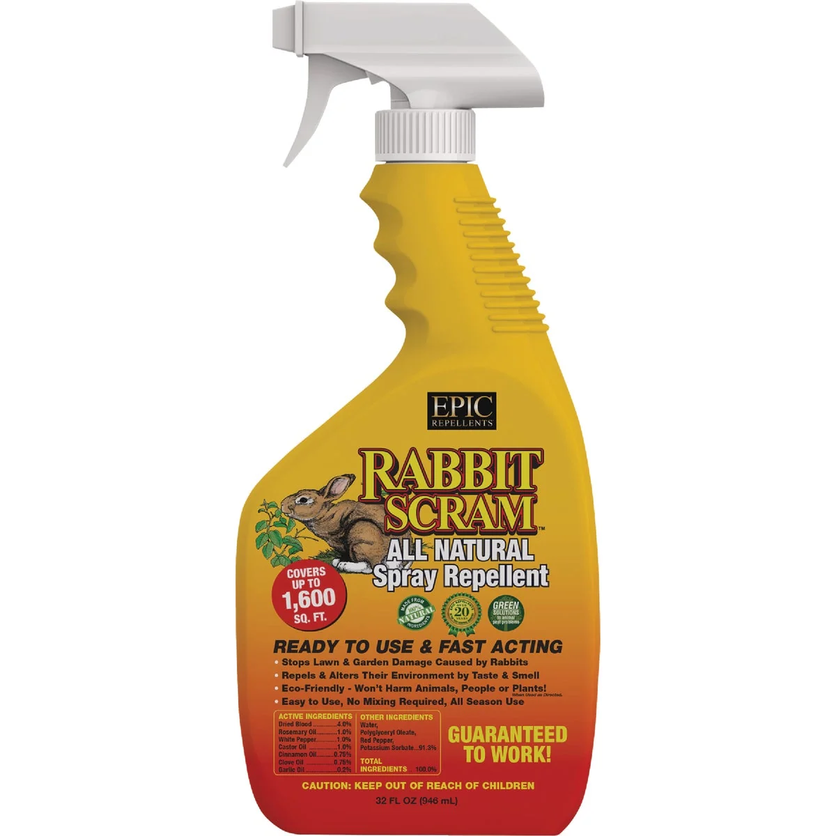 Environmentally Friendly Rabbit Scram 32 Oz. Ready To Use Trigger Spray Rabbit Repellent Relaxed
