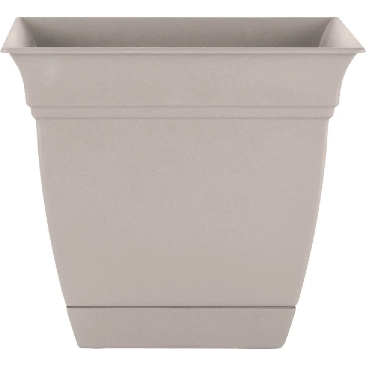 First-Class HC Companies 10 In. Stone Square Planter Stone with Saucer World-Class