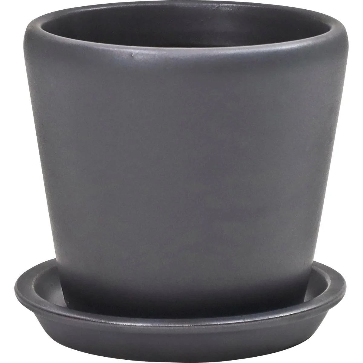 Functional Deroma Levisa 6 In. Dia. Matte Black Ceramic Planter Practical