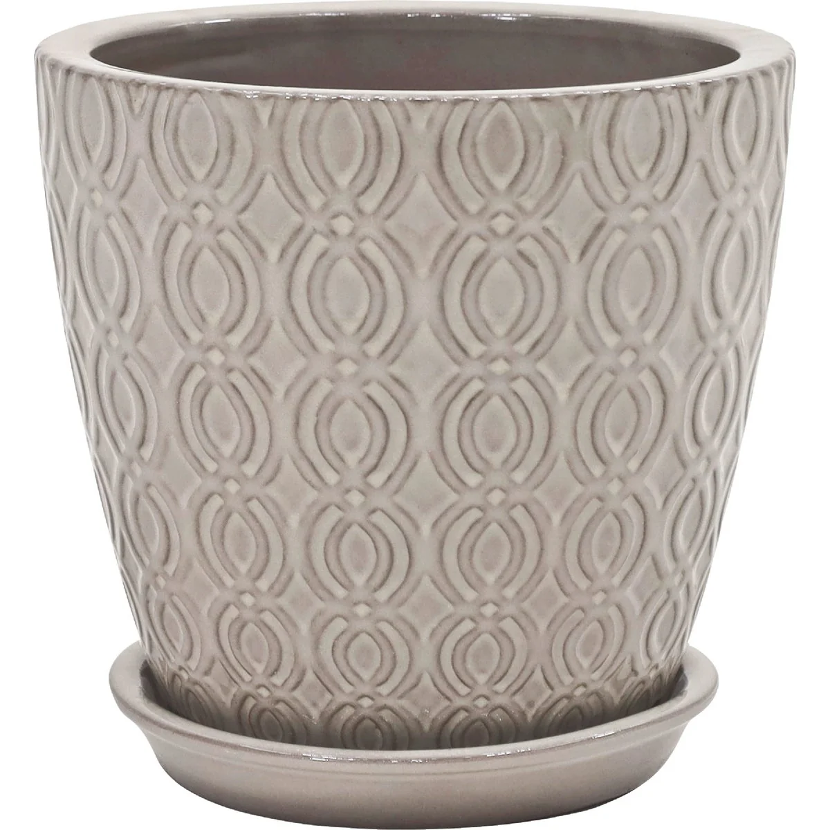 Official Deroma Usov 8.7 In. Dia. Gray Ceramic High Gloss Planter Sophisticated
