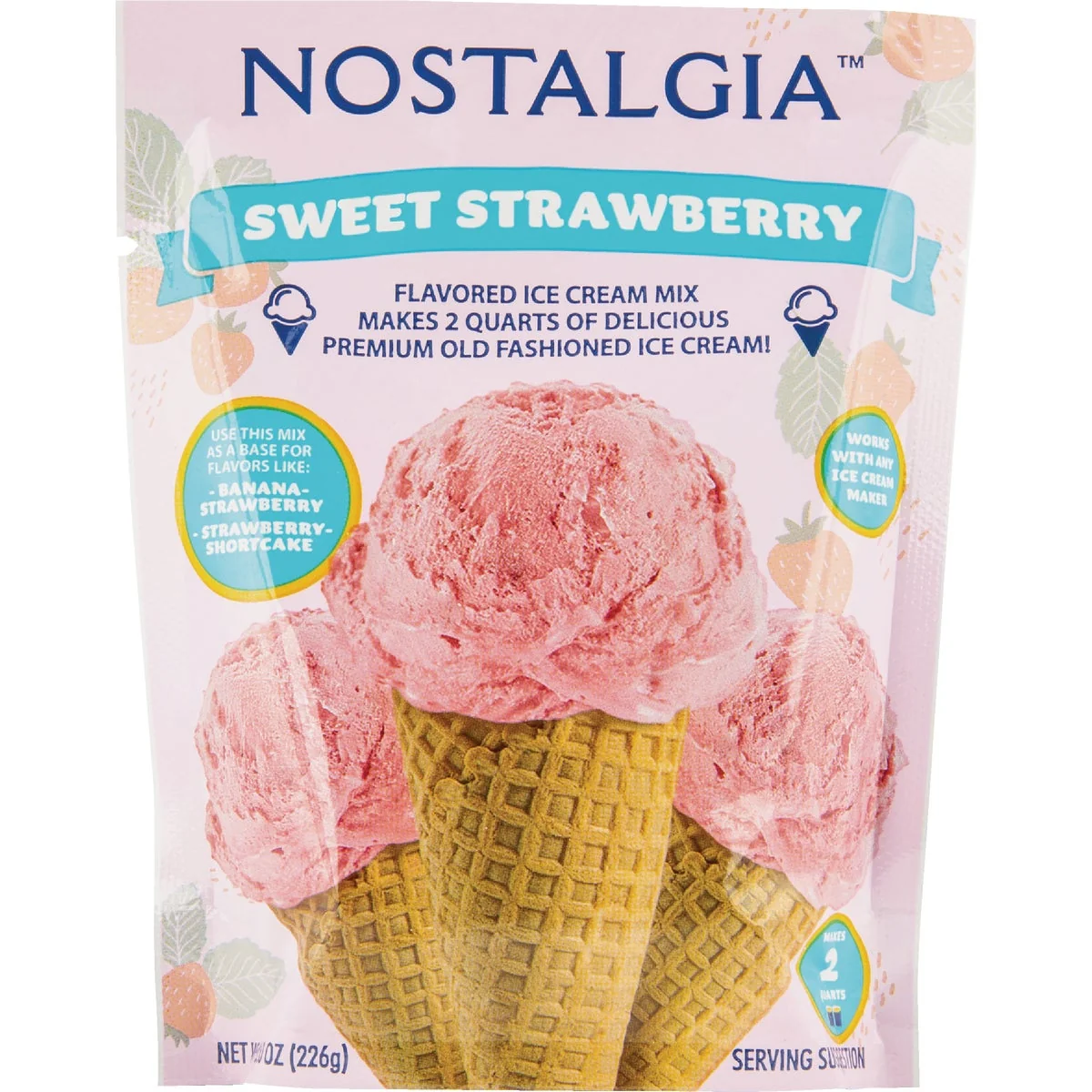 Flexible Nostalgia 8 Oz. Strawberry Individual Ice Cream Packets Clean