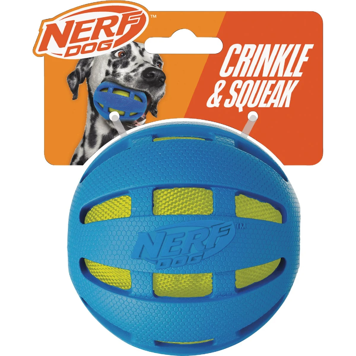 Sustainable Nerf Dog 3.8 In. Rubber Checker Squeak Crunch Ball Practical
