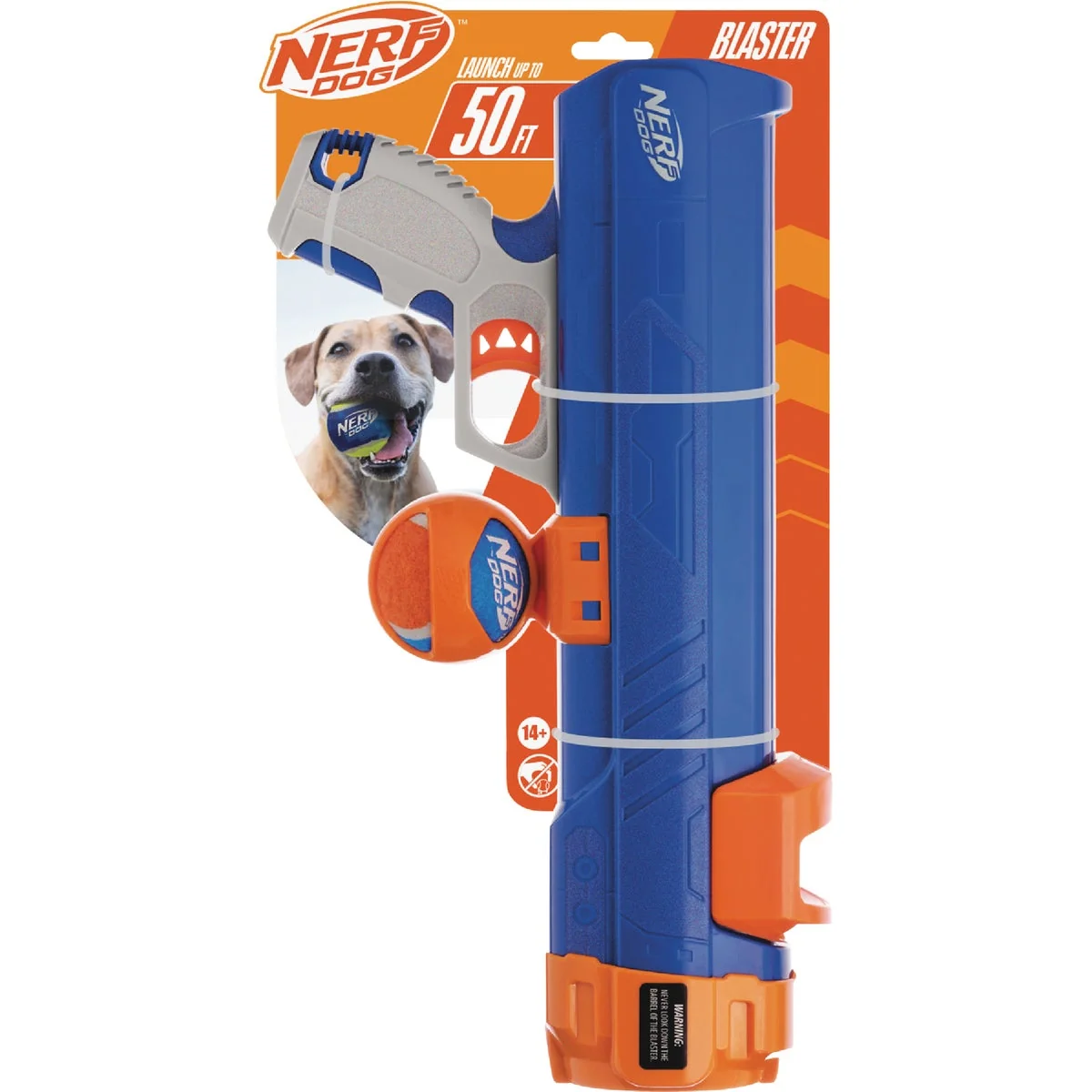 Natural Nerf Dog 16 In. Blaster Dog Toy with Ball Clip Soft