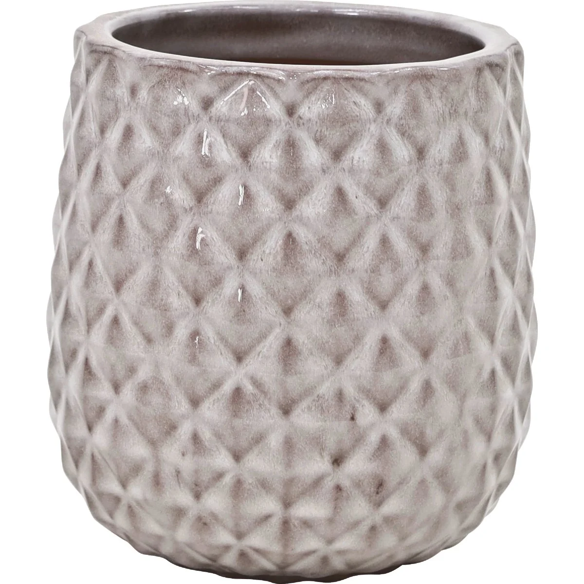 Smart Deroma Rosemount 6.7 In. Dia. White Ceramic High Gloss Planter Natural