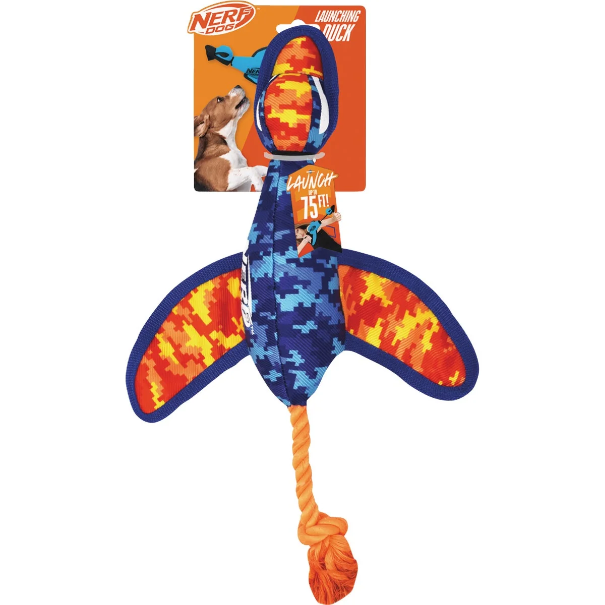 Healthy Nerf Dog 16.5 In. Nylon Digital Camo Crinkle Wing Launching Duck Safe
