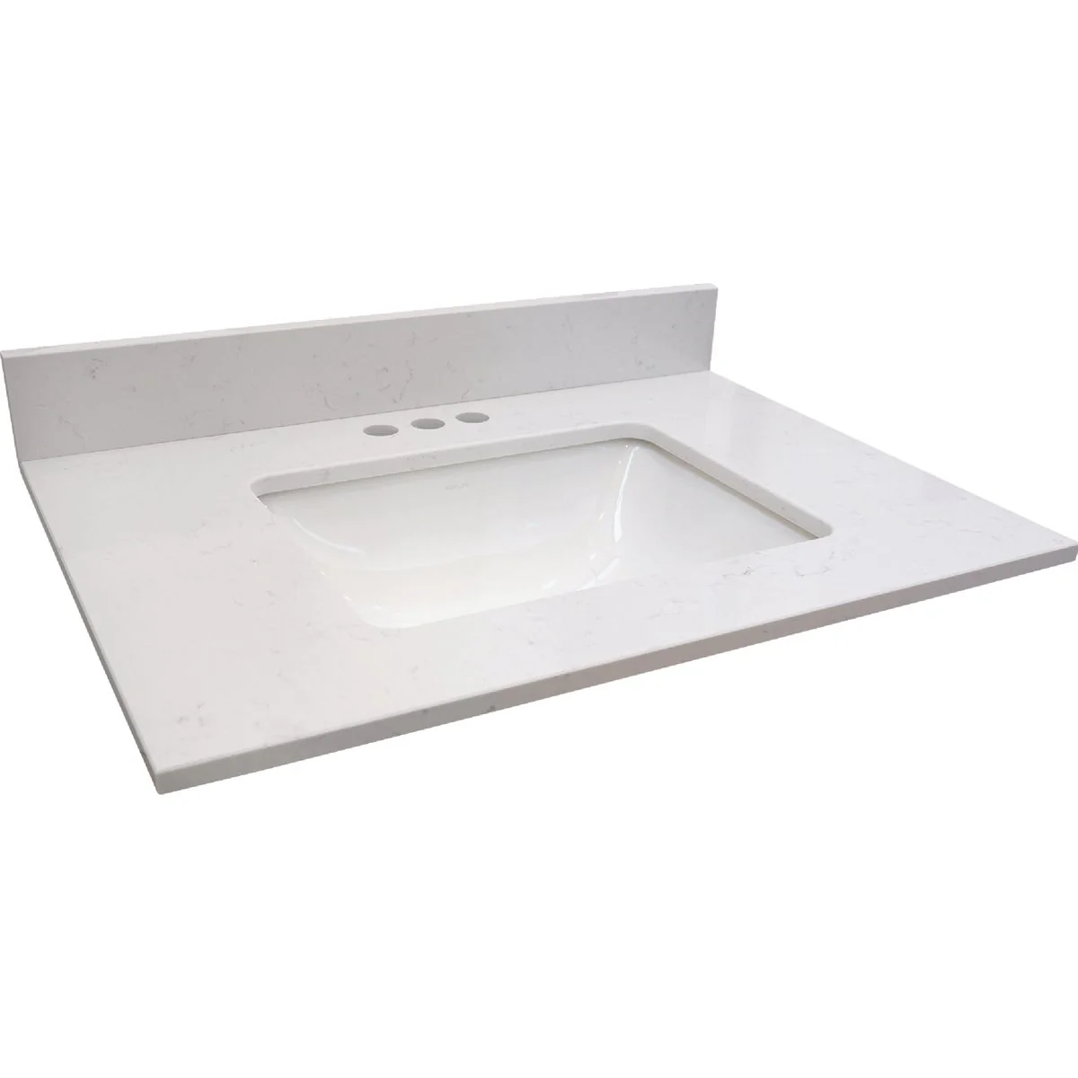 Exceptional Bertch Oasis 31 In. x 22.5 In. Jasmine White Veined Quartz Vanity Top with Rectangular Bowl Next-Generation