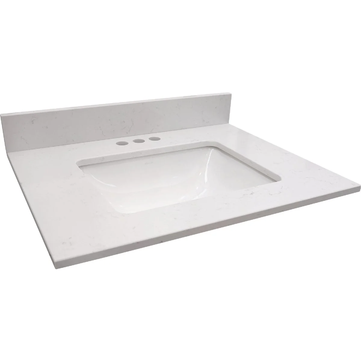 Effective Bertch Oasis 22 In. x 22.5 In. Jasmine White Veined Quartz Vanity Top with Rectangular Bowl Superior