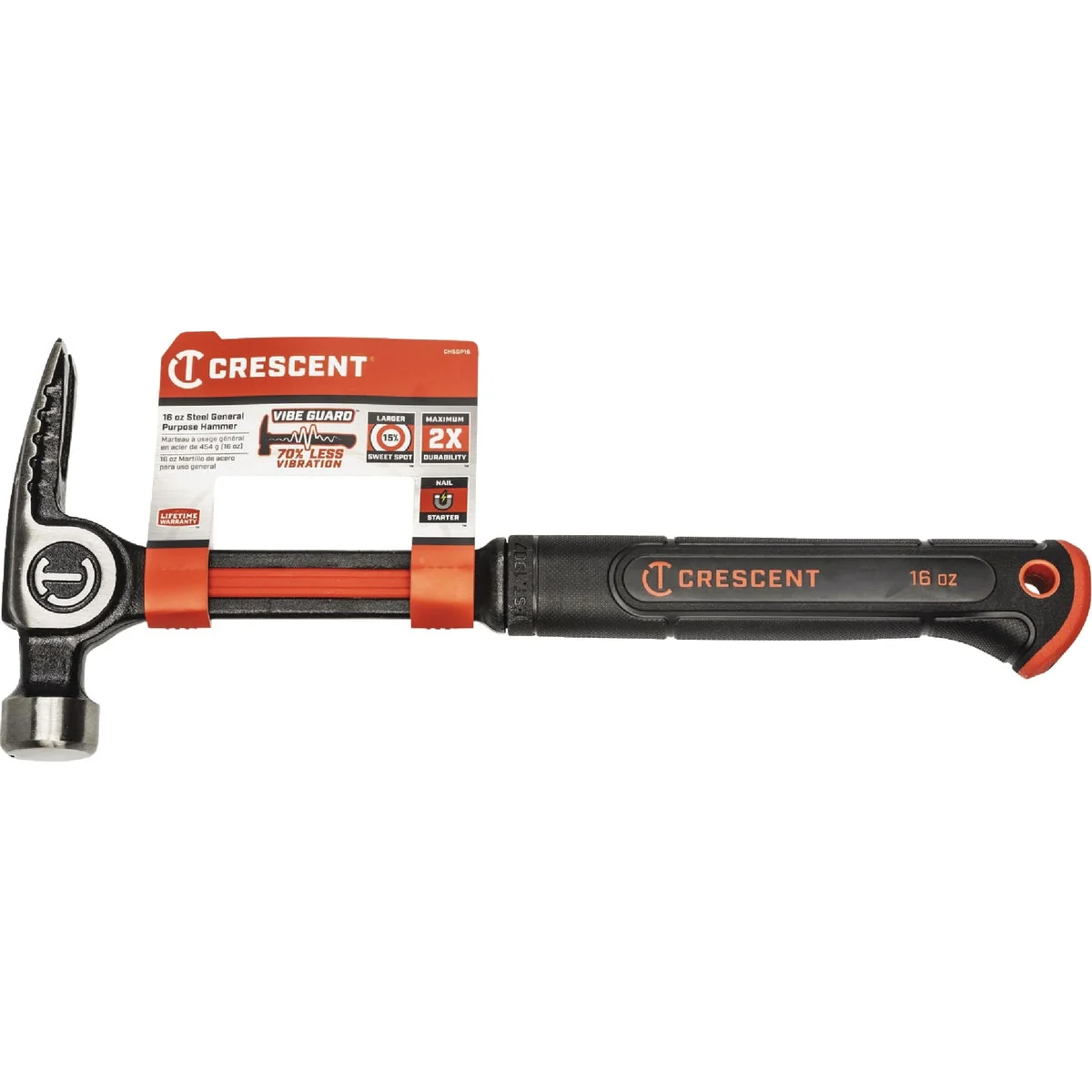 Modern Crescent 16 Oz. Smooth-Face General Purpose Claw Hammer with Steel Handle Healthy