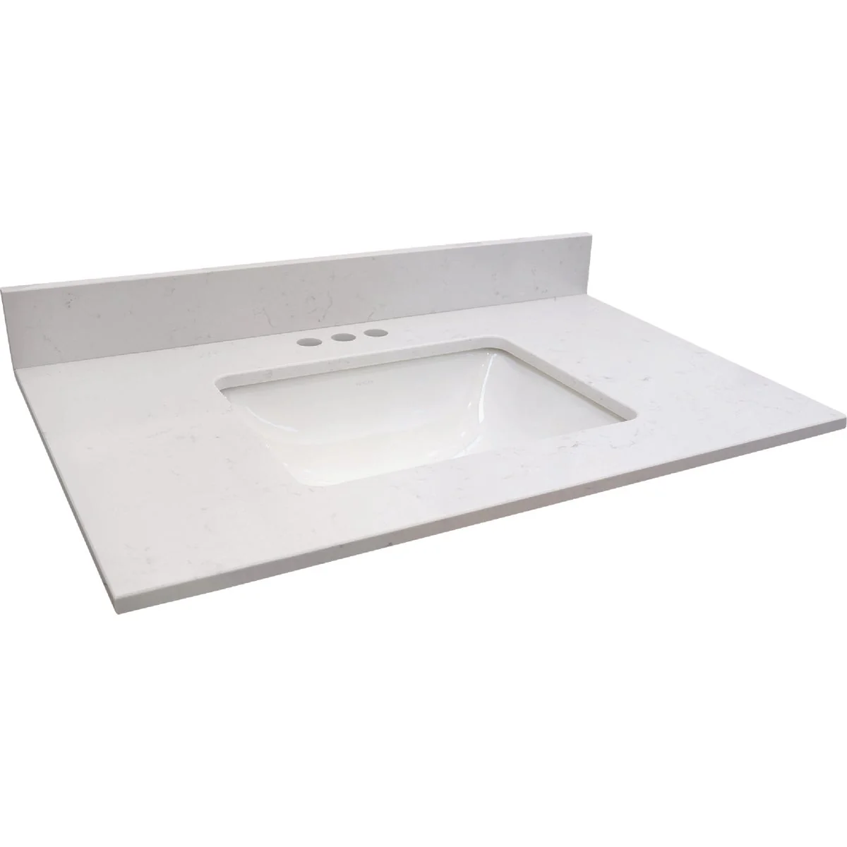 Dependable Bertch Oasis 37 In. x 22.5 In. Jasmine White Veined Quartz Vanity Top with Rectangular Bowl Lightweight