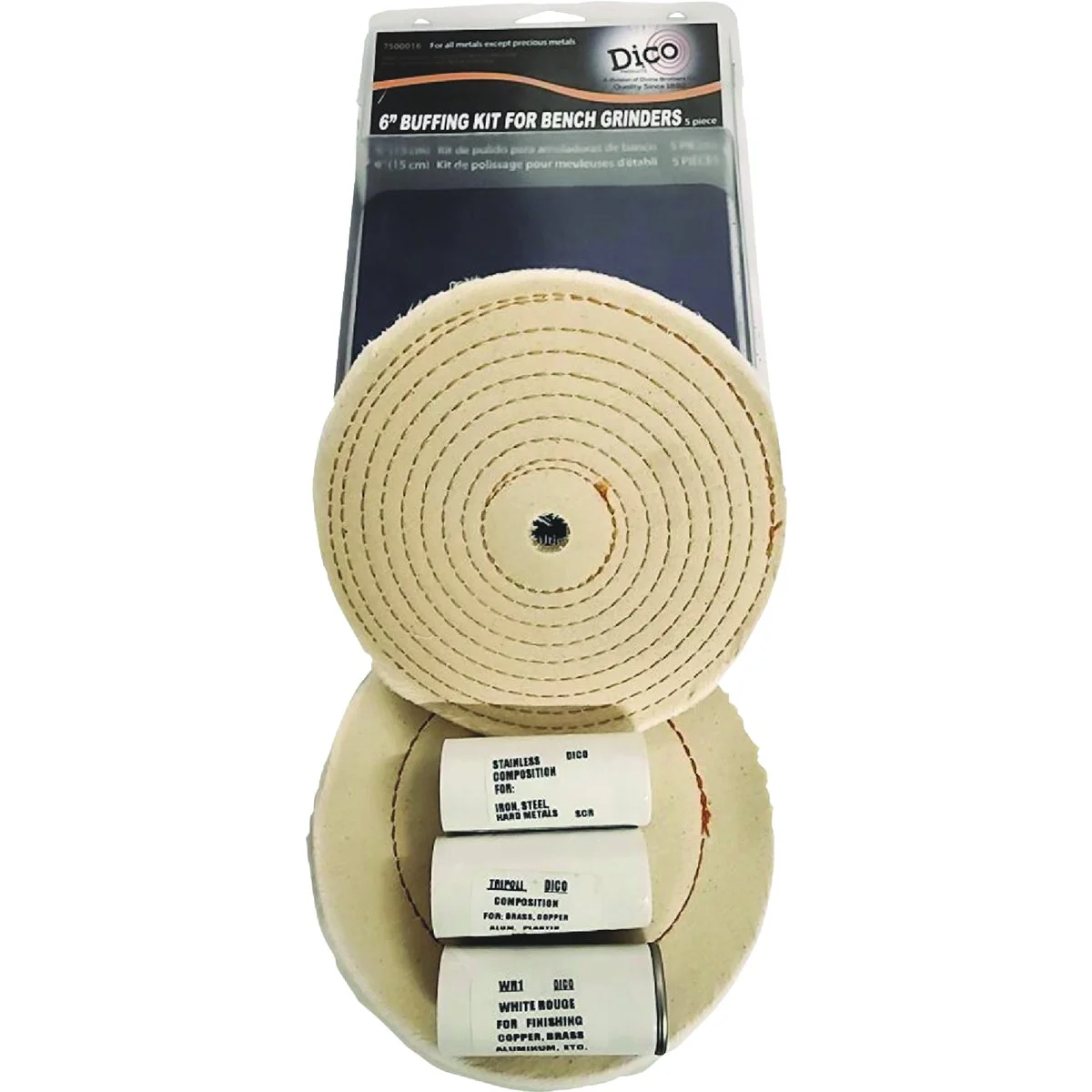 Enhanced Dico 6 In. Buffing Kit with 2 Buffing Wheels 3 Compounds Stylish