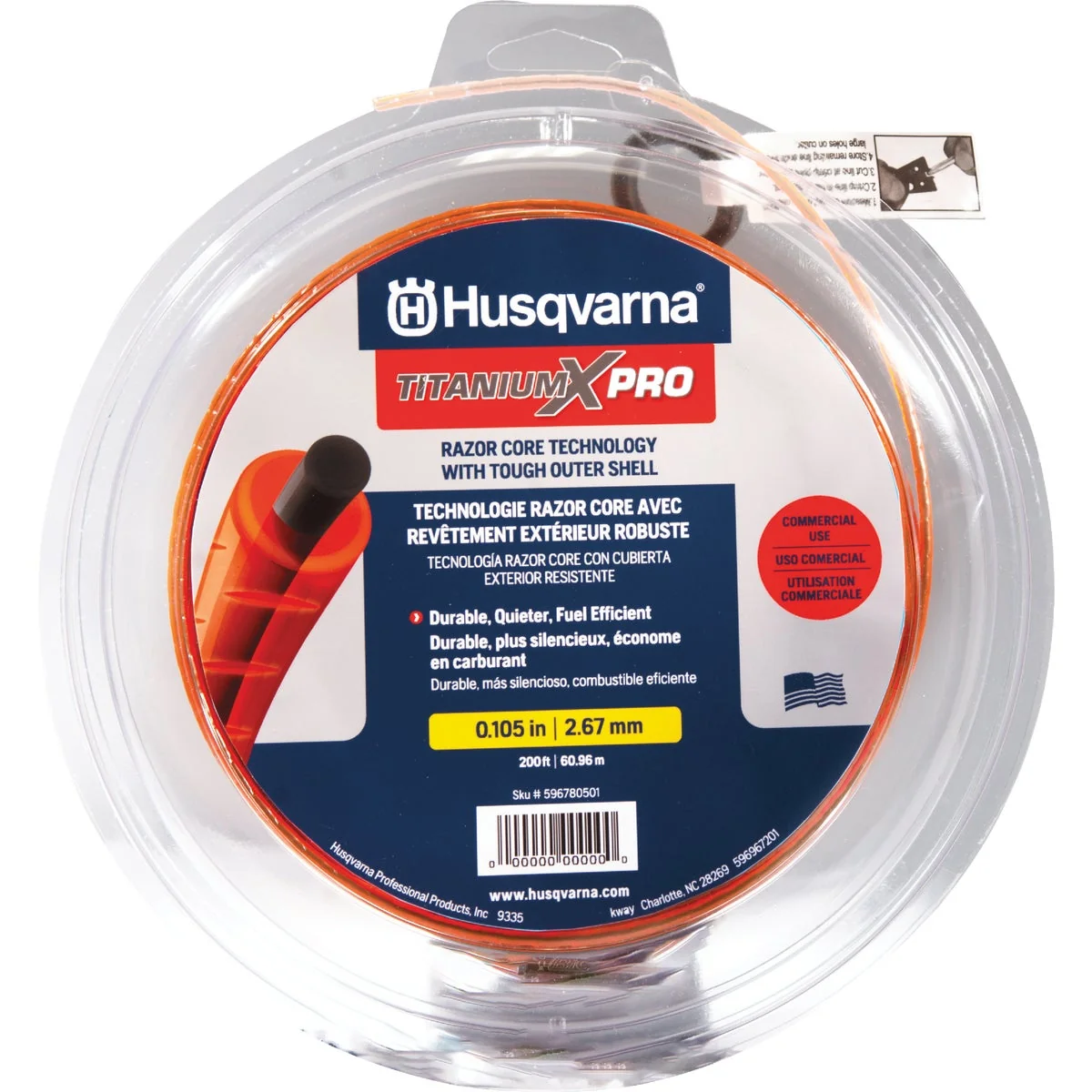 Artisan Husqvarna TitaniumX Pro Trimmer Line 0.105 In. Gauge Orange 200 Ft. 1 Lb. Donut Trimmer Line Outstanding