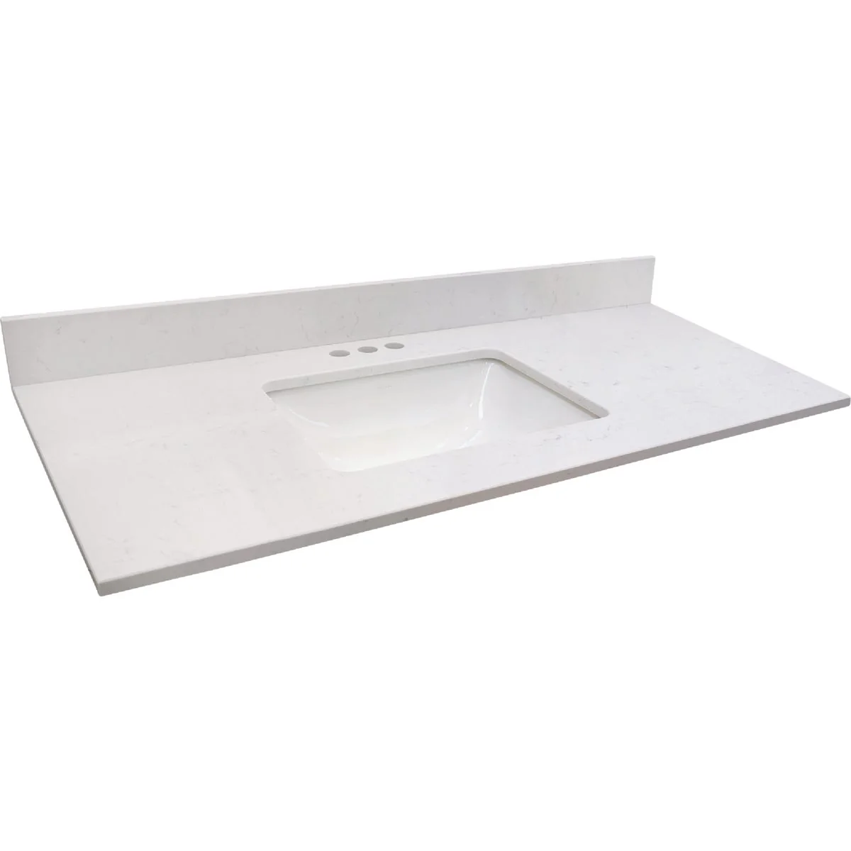 Solid Bertch Oasis 49 In. x 22.5 In. Jasmine White Veined Quartz Vanity Top with Rectangular Bowl Effective