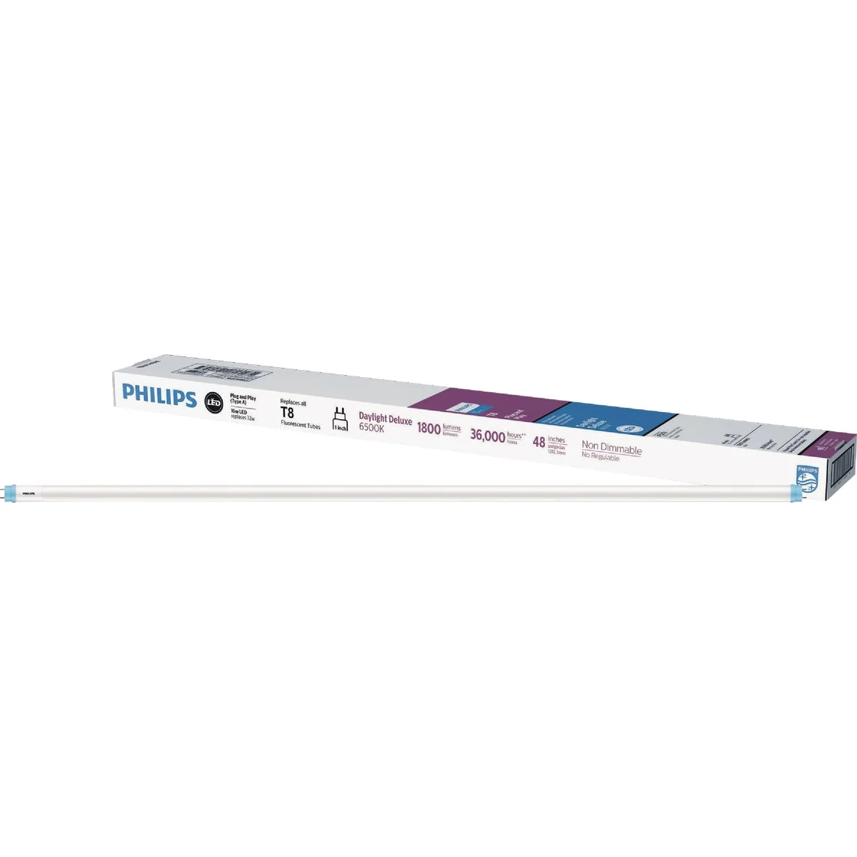 Fine Philips Instant Fit 32W Equivalent 48 In. Daylight DeluxeT8 Type A LED Tube Light Bulb Eco-Friendly