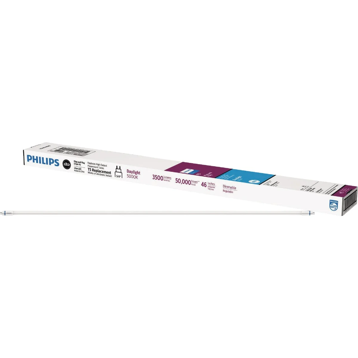 Smart Philips InstantFit 54W Equivalent 46 In. Daylight T5 Type A LED Tube Light Bulb Natural